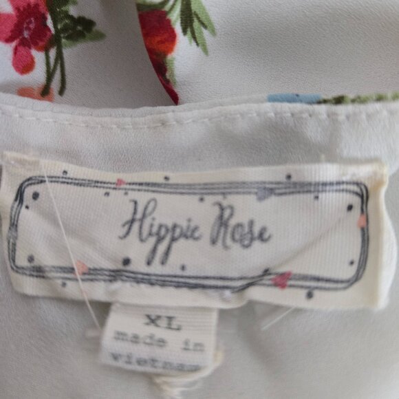 Hippie Rose White Floral Print Spaghetti Strap Chiffon Top XL - Picture 6 of 6